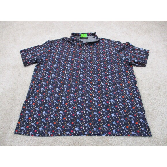 Bugatchi Uomo Polo Shirt Mens 2XL XXL Blue Space All Over Graphic Print Golf - Picture 1 of 9